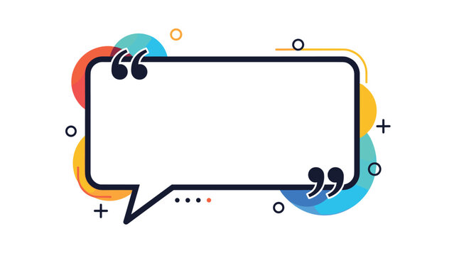 Communication and creative thinking concept featuring an empty speech bubble with quotation marks over abstract colorful circles.