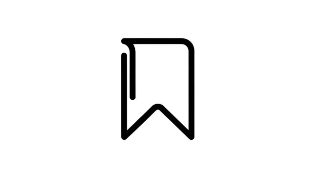 A simple black bookmark icon on a white background representing a reading or favorite symbol