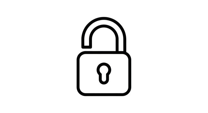 A simple line drawing of an open padlock with a keyhole