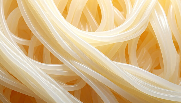 Close up of cooked noodles textured and golden isolated view