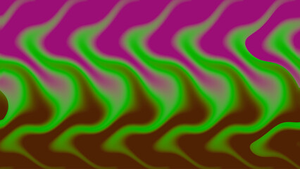 Fototapeta premium Abstract optical illusion background with green brown magenta wavy diagonal lines, fluid motion, and vibrant geometric decorative layout