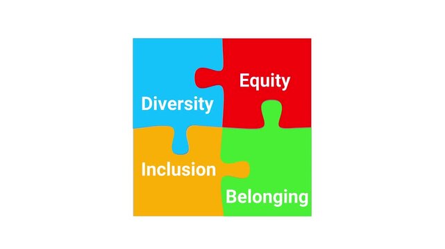 Puzzle of DEIB Diversity Equity Inclusion Belonging Puzzle Clean animation