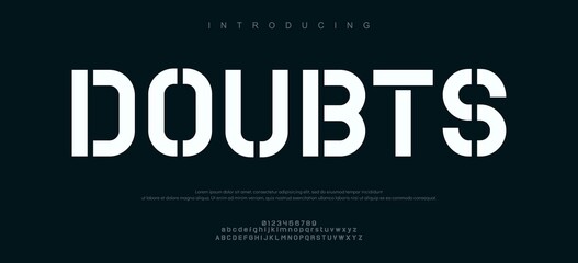 A bold and minimalist introduction screen for a project or presentation titled Doubts with a dark theme and modern typography © Font