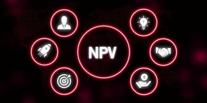 Net Present Value Concept with Business Icons and World Map Background handshake