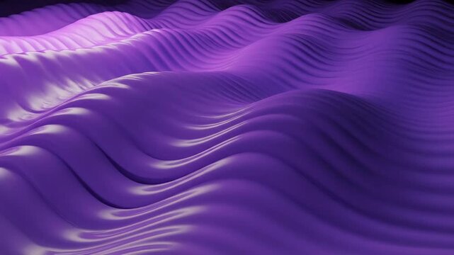 Elegant Purple Abstract Waves with Glossy 3D Ripples for Background Video and Motion Graphics.