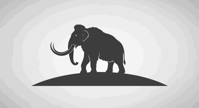 Black silhouette of an elephant standing.