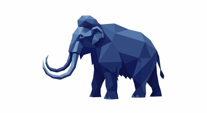 Low Poly Blue Mammoth Animal.