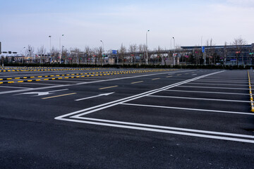 Large Empty Parking Lot with Markings