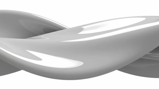 Elegant Abstract Flow with Glossy White 3D Twisted Ribbon Shape for Corporate Presentations and Modern Technology Backgrounds.