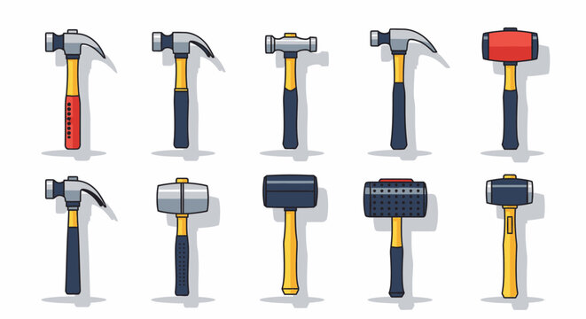 Variety of hammers on display.