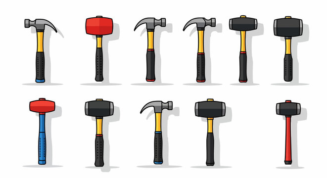 Variety of hammers on display.