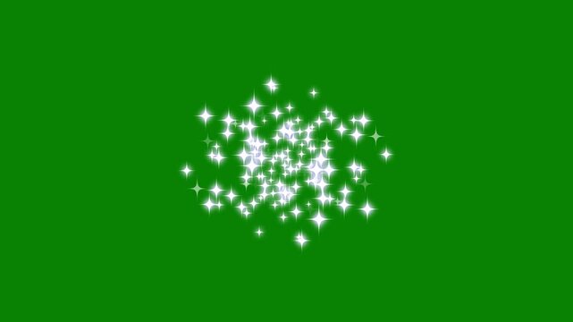 Luxury glowing white glitter star blast with sparkling magic trail, radiant twinkle particles, shimmering fairy dust flow, fireworks,elegant festive sparkle overlay on green screen background 4k video