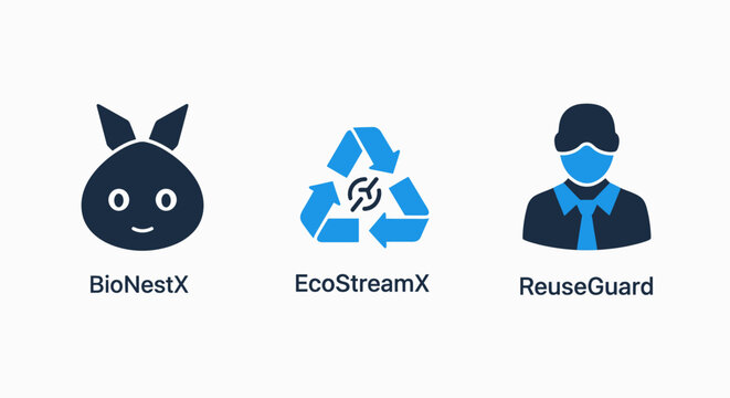 Sustainable ecology and bio engineering environment protection icon set for green energy recycling initiatives and biological waste management systems featuring eco symbols and bio safety safety
