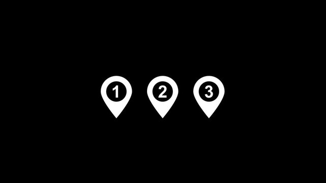 Location pin with numbers on black background for navigation and infographic use location pin numbered pins