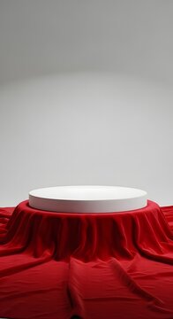 Minimalist light 3d realistic modern luxury red cylinder podium stand