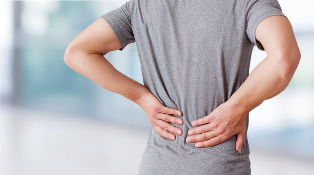 Medical illustration of Sciatica, a common painful condition caused by irritation or compression of the sciatic nerve, the longest nerve in the body. It typically presents with sharp, radiating pain, 