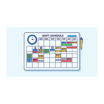 Weekly work shift schedule board