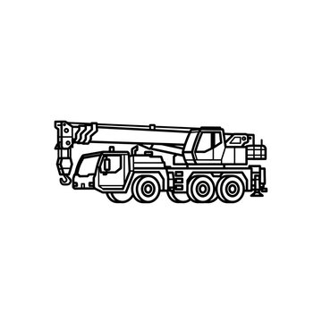 Mobile crane truck heavy equipment industrial construction vehicle illustration