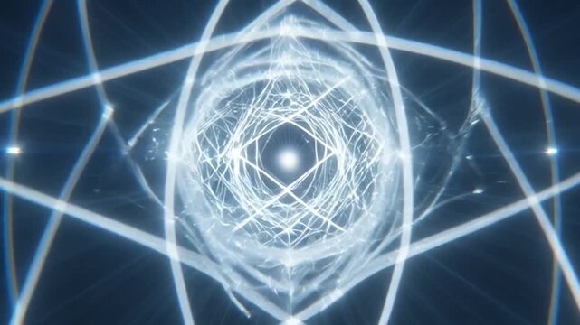 Glowing geometric shapes and lines.