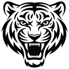 Obraz premium Tiger and lion head vector tattoo illustration