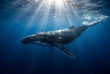 Fototapeta premium Dolphins Swimming in Crystal Clear Tropical Ocean