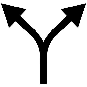 Black directional arrow symbol indicating two possible directions to proceed