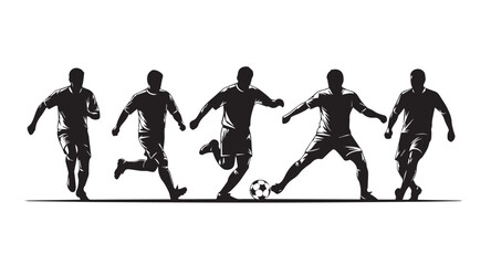 Obraz premium Silhouette of soccer players in action
