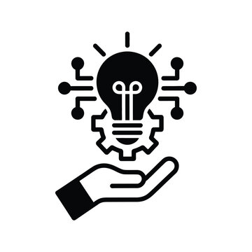Technology adoption solid icon, black filled vector, digital transformation, innovation, automation, system upgrade and integration concept.