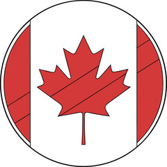 Fototapeta premium canada national flag circular badge icon maple leaf design