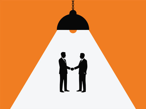 Businessmen Handshake Silhouette Under Spotlight