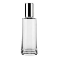 Naklejka premium Elegant clear glass bottle with sleek metallic spray top design