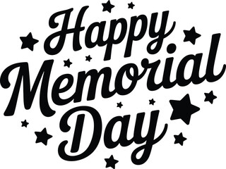 Fototapeta premium Happy memorial day lettering design with stars scattered around script typography vector.