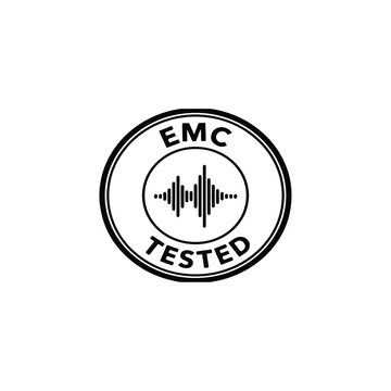 EMC Tested Electromagnetic Compatibility Certification Seal with Waveform Icon