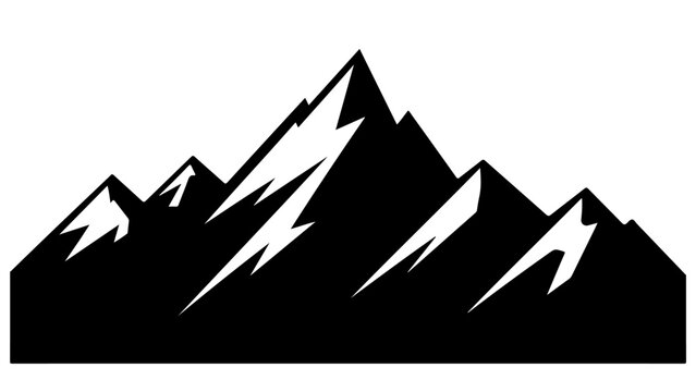 Majestic silhouette of rugged mountain peaks against a stark background
