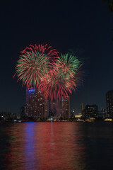Fototapeta premium fireworks over the river