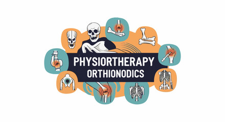 Fototapeta premium Graphic design for physiotherapy and orthopedics with anatomical illustrations
