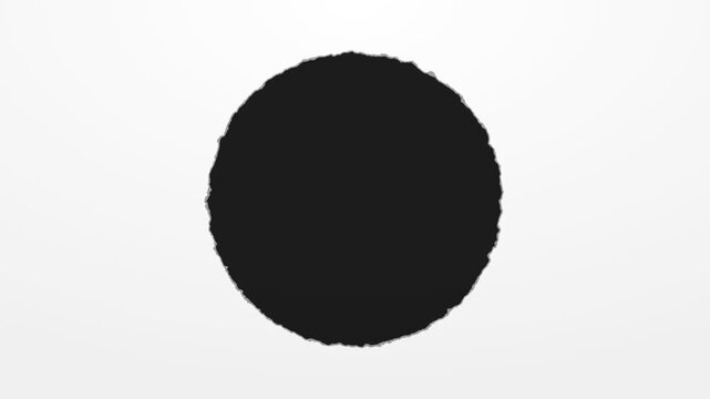 A single, bold black circle stands out against a clean, bright white background.