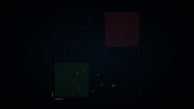 Abstract grid with scattered points and colored sections representing data or analysis