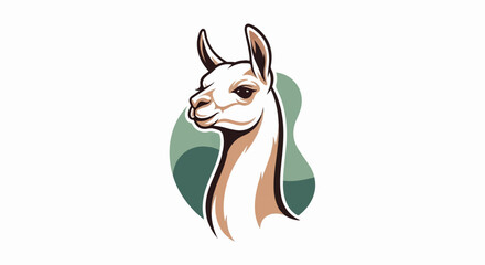 Obraz premium Stylized portrait of a llama with short, wavy brown and white fur, facing left