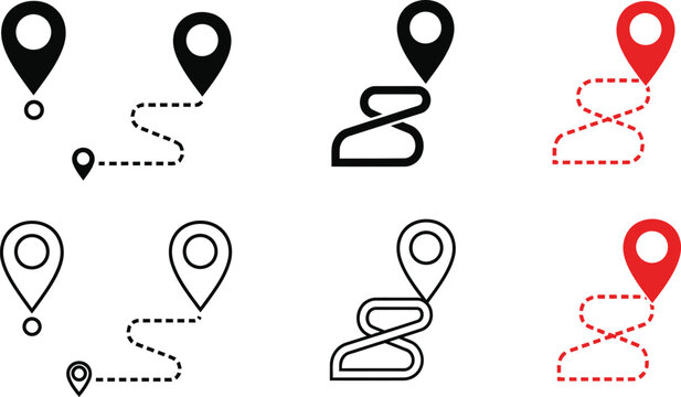 Collection of stylized location icons and map markers