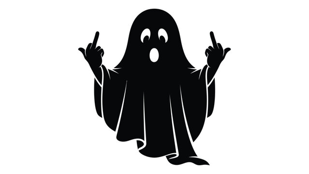 A ghostly figure giving a rude gesture