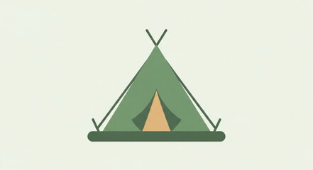 Green Camping Tent Illustration - Outdoor Adventure and Shelter Icon. © Bear