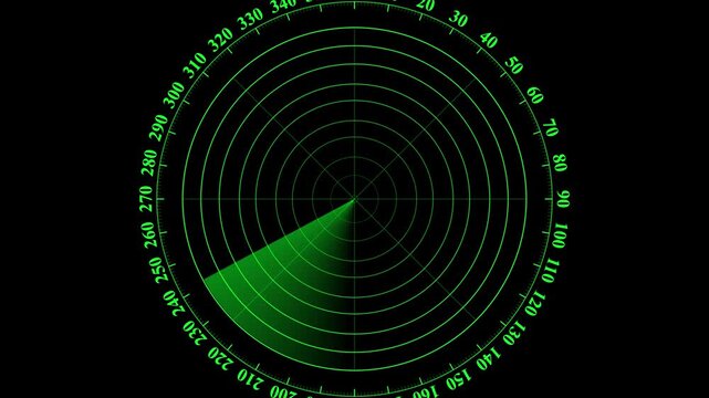 Radar screen animation on map background. Signal transmitted sonar radar .Radar point to detect enemy position.Technology radar screen animation. Radar Scanning loop.radar icon animation.4k