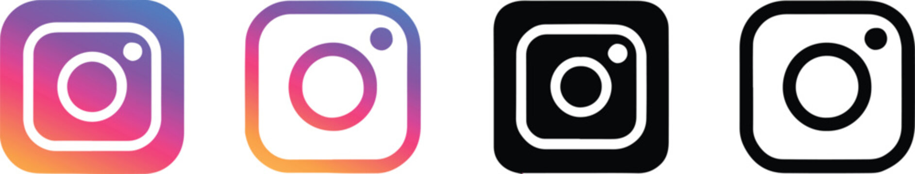 instagram logo variations gradient monochrome outline glyph set
