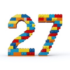 Obraz premium Colorful Lego Blocks Forming Number Twenty Seven.