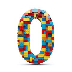 Obraz premium Colorful Lego Blocks Forming Number Zero.