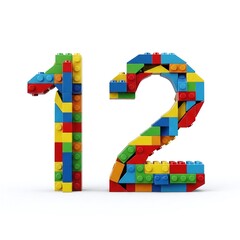 Obraz premium Colorful Lego Blocks Forming Numbers Twelve.