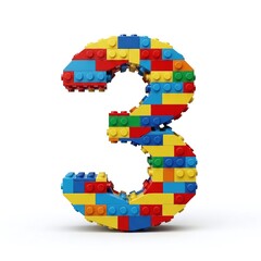 Obraz premium Colorful Lego Number Three Blocks.