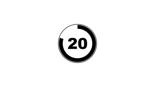 25 second countdown timer animation from 25 seconds to 0 seconds on a transparent background, twenty-five seconds countdown timer with alpha channel in 4k with dashes circle