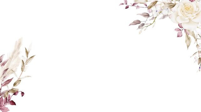 Elegant Autumn Flower Corner Frame Composition for Wedding and Valentine